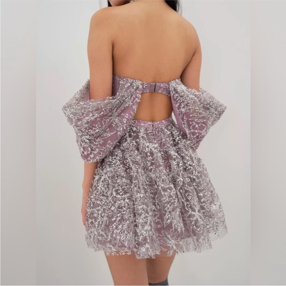 For Love And Lemons - Brynne Lavender and Silver Lace Dress - Picture 15 of 15